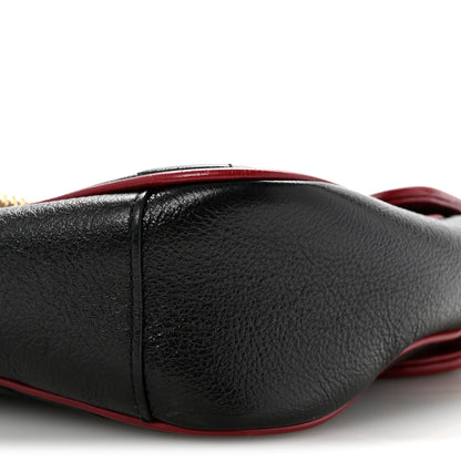 Gucci Vintage Effect Calfskin Matelasse Diagonal Small Torchon GG Marmont Shoulder Bag Black Romantic Cherry 10 of 13