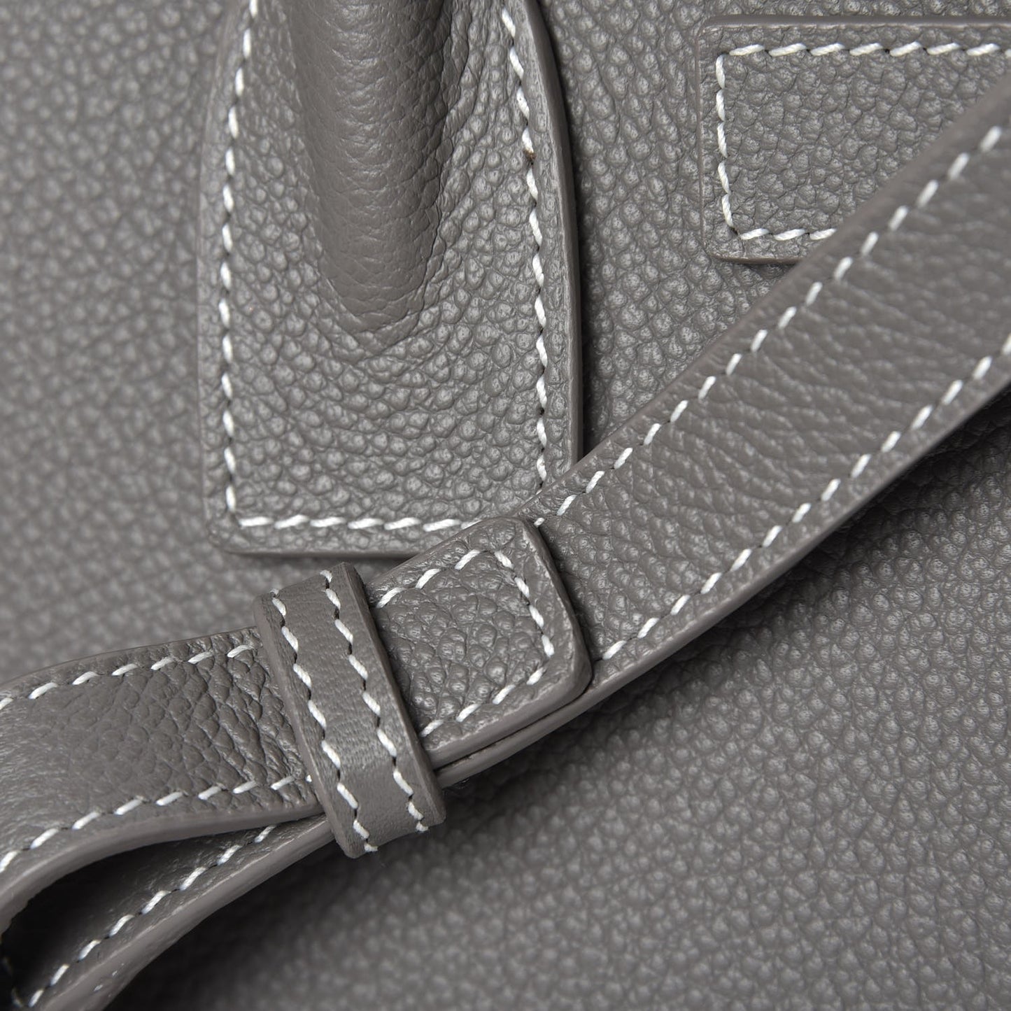 Grained Calfskin Topstich Baby Sac De Jour Grey