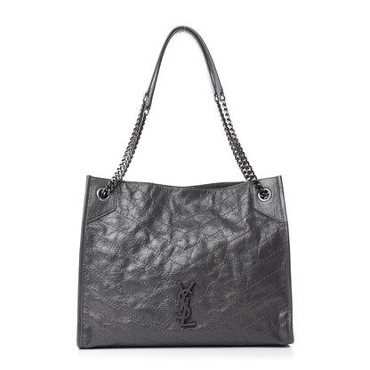 Saint Laurent Crinkled Calfskin Matelasse Monogram Medium Niki Shopper Tote Smog 1 of 10