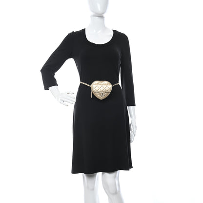 Chanel Metallic Lambskin Quilted CC In Love Heart Waist Belt Bag With Chain Gold 2 of 10