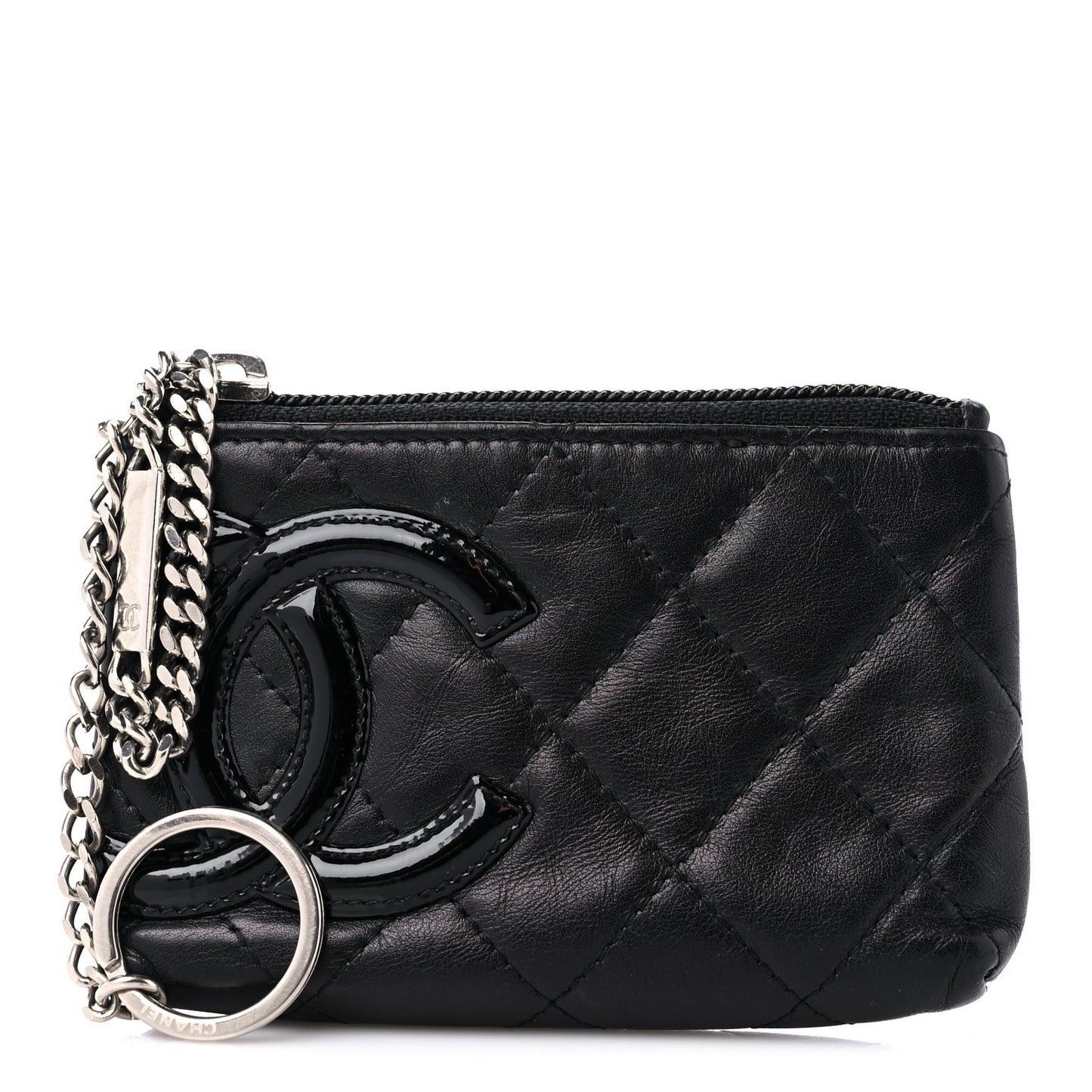 Calfskin Quilted Cambon Key Pouch Black