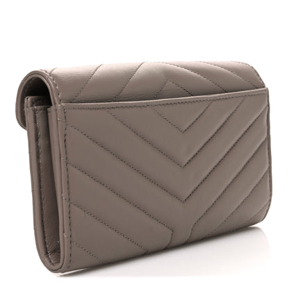 Saint Laurent Lambskin Y Quilted Monogram Large Loulou Flap Wallet Mink 3 of 7