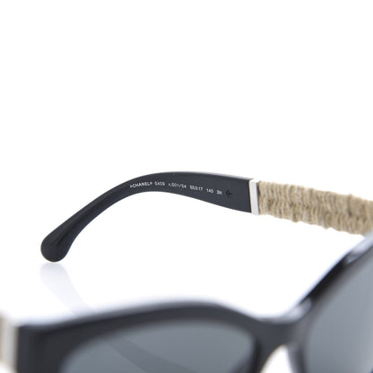 Chanel Acetate Rope Cat Eye Sunglasses 5409-A Black 5 of 8