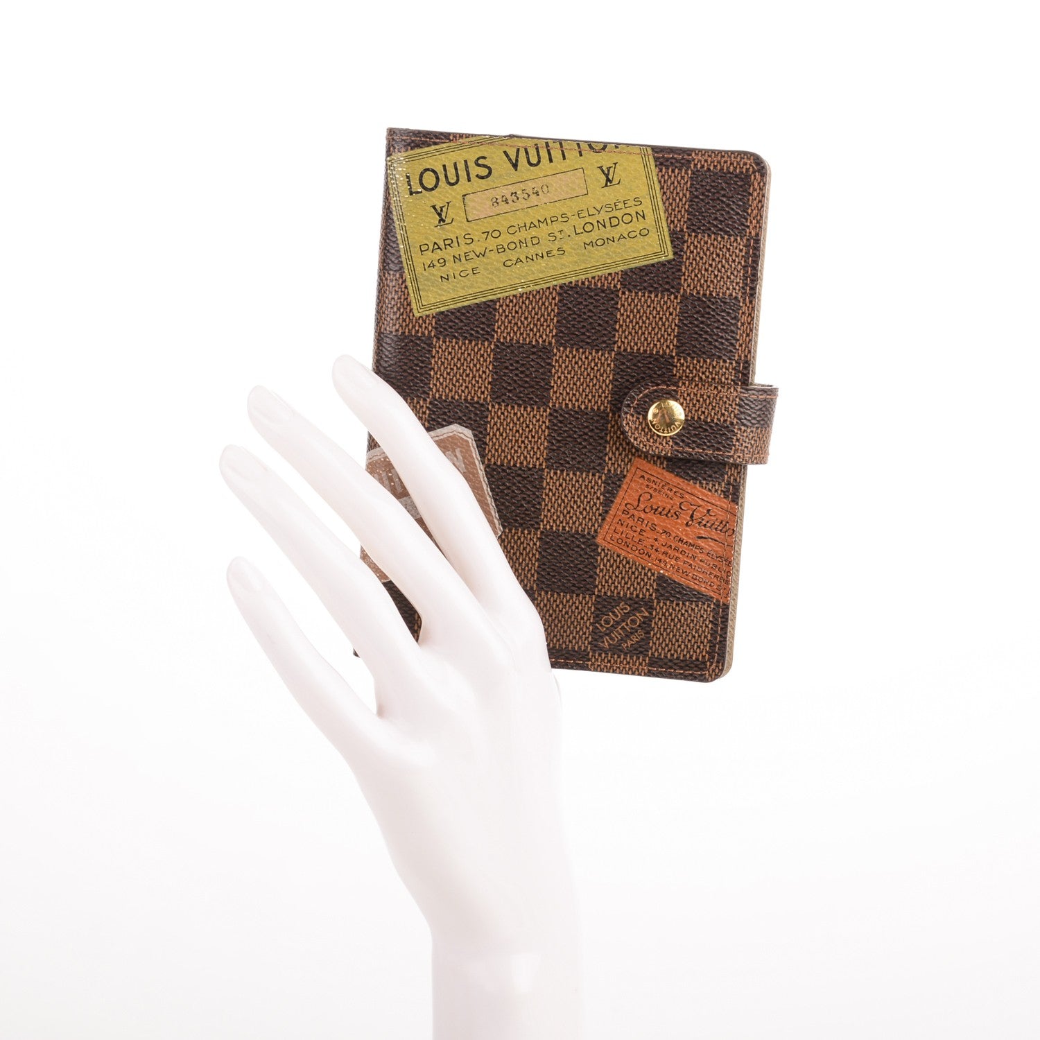 Louis Vuitton Damier Ebene Labels Small Ring Agenda Cover 2 of 7