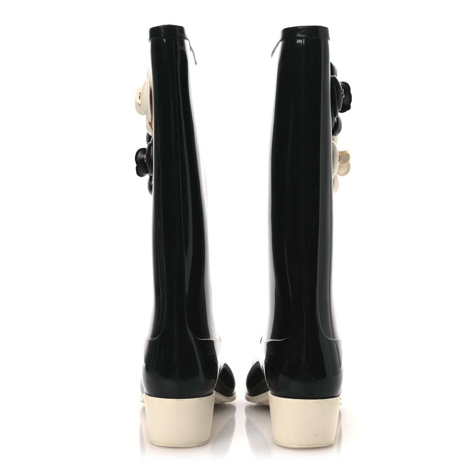 Chanel Rubber Camellia Rain Boots 40 Black 6 of 11