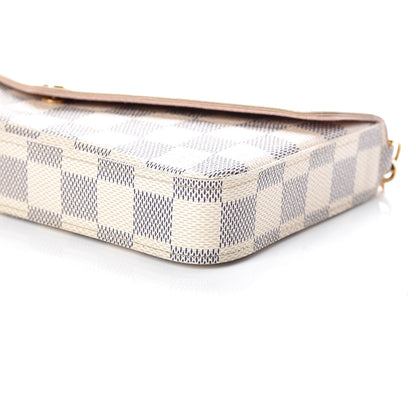 Louis Vuitton Damier Azur Pochette Felicie Chain Wallet Rose Ballerine 7 of 11