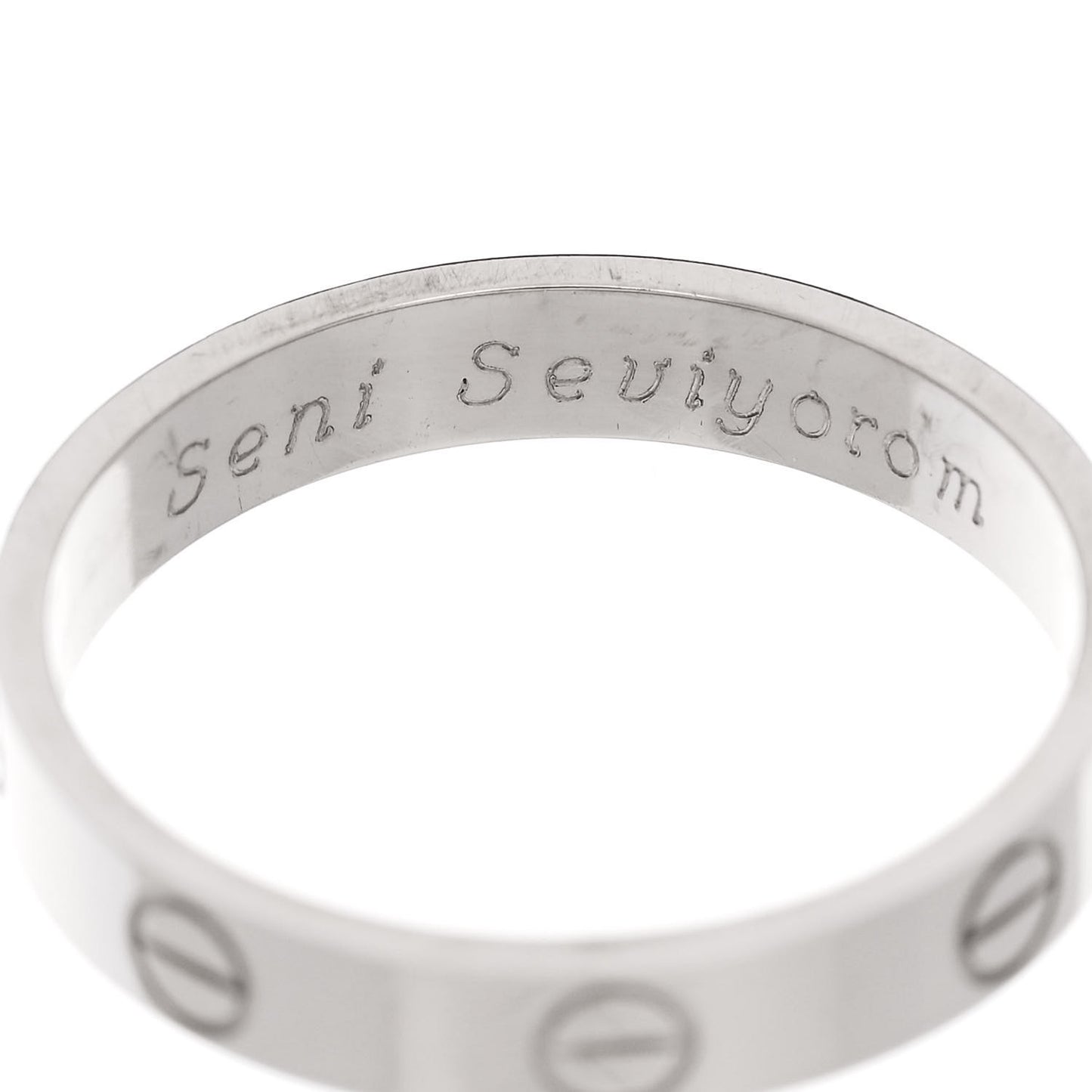 18K White Gold 3.5mm LOVE Wedding Band Ring 57 8