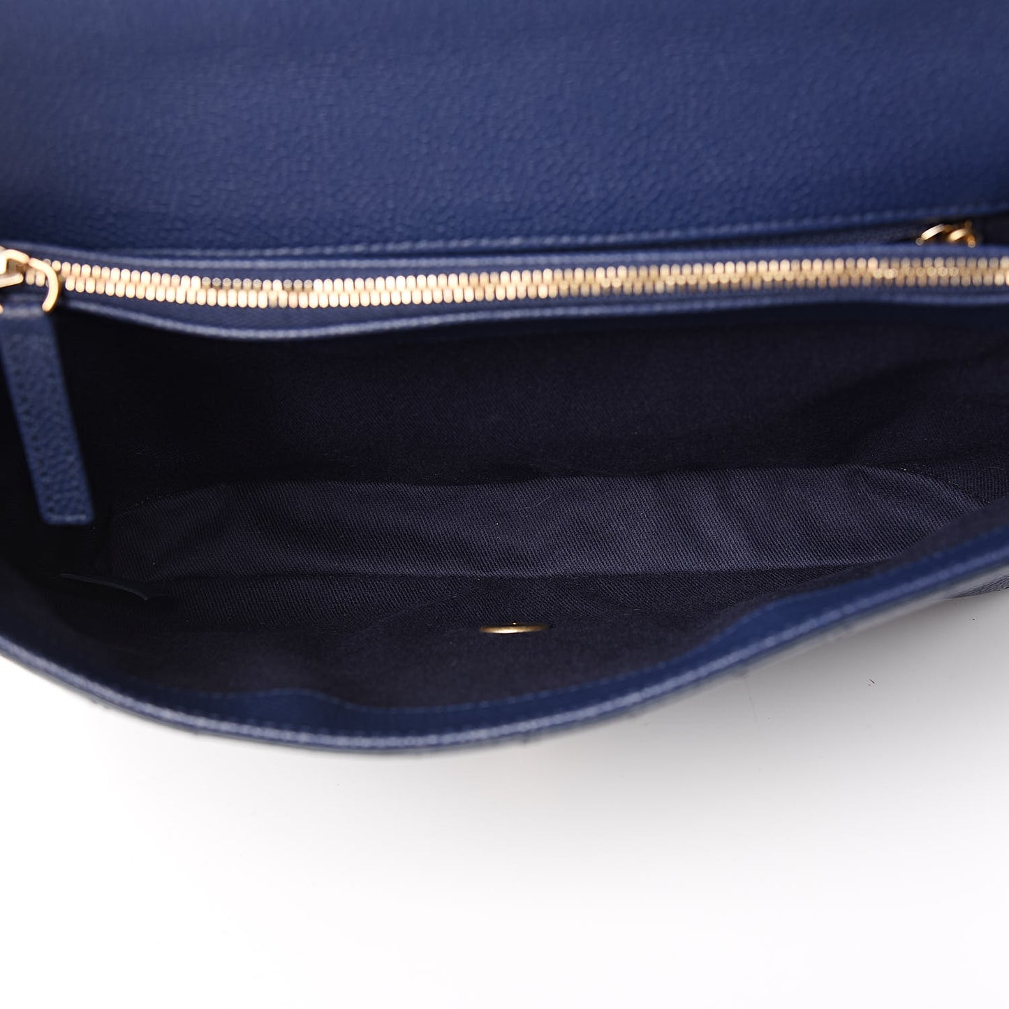 Grained Calfskin Stitched Flap Navy Blue