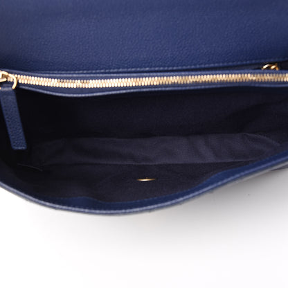 Chanel Grained Calfskin Stitched Flap Navy Blue 5 of 13