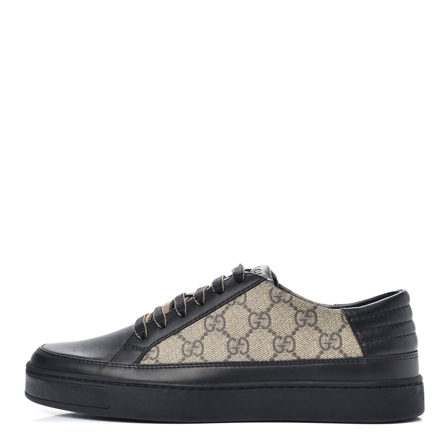 GG Supreme Monogram Mens Low Top Sneakers 4.5 Black Beige Ebony