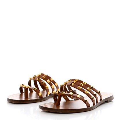 Valentino Garavani Calfskin Rockstud Flair Flat Thong Sandals 37.5 Selleria 3 of 8