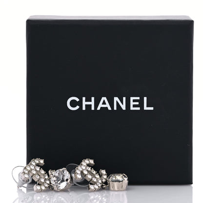 Chanel Crystal CC Drop Earrings Silver 5 of 5