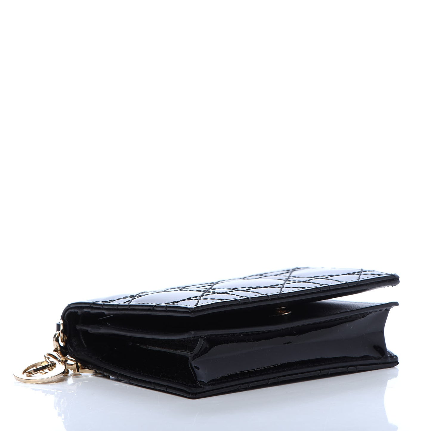 Patent Cannage Lady Dior Card Holder Black