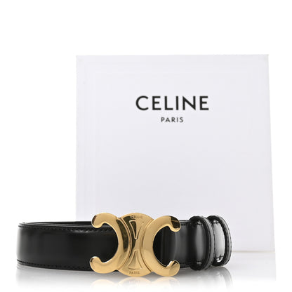 Celine Box Calfskin Medium 25mm Triomphe Belt 80 32 Black 6 of 6