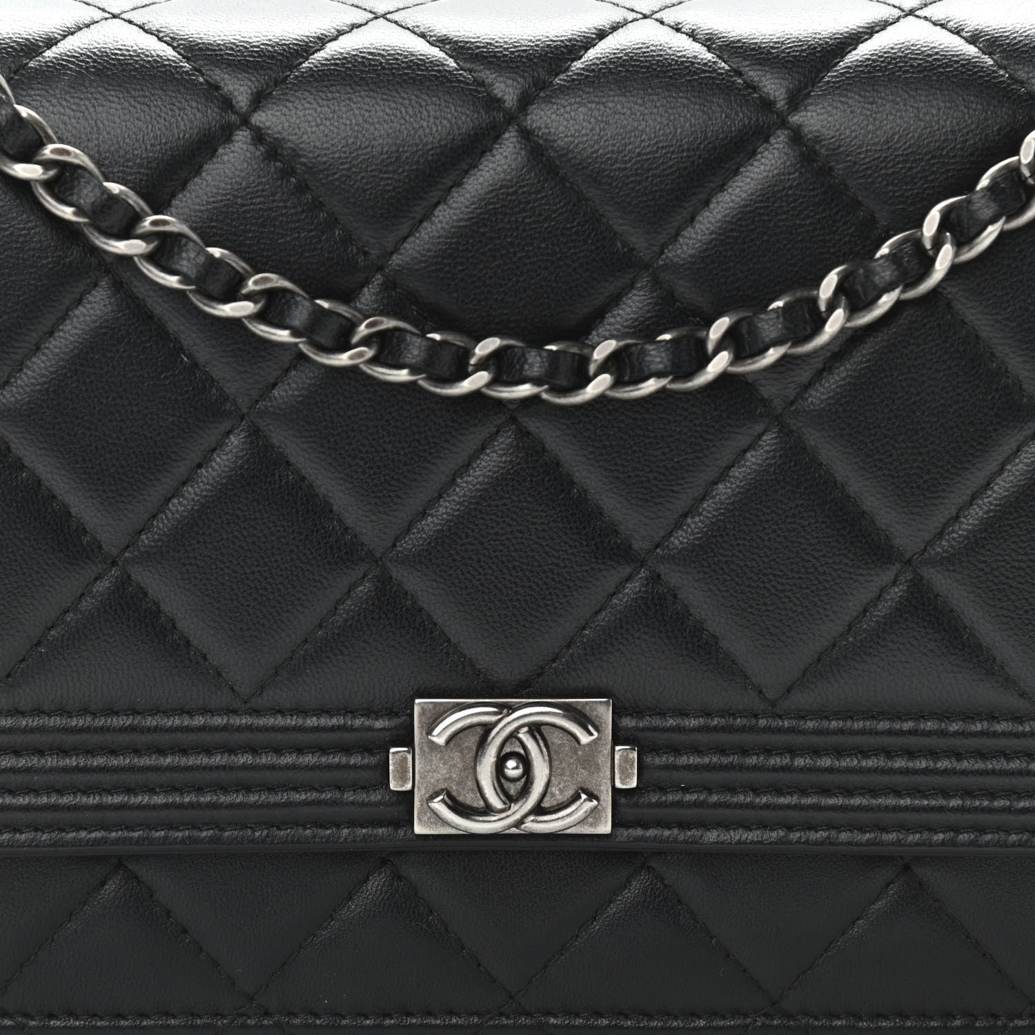 Chanel Lambskin Quilted Boy Wallet On Chain WOC Black 8 of 11