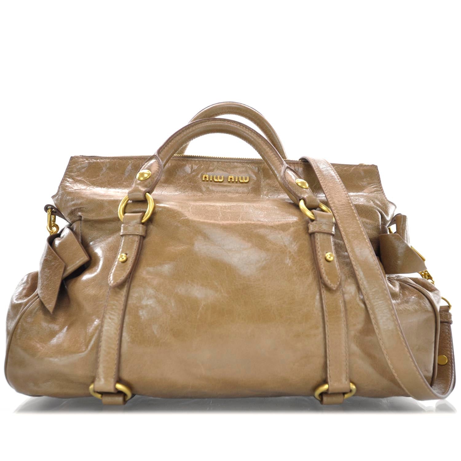 Miu Miu Leather Vitello Lux Bow Bag 1 of 10
