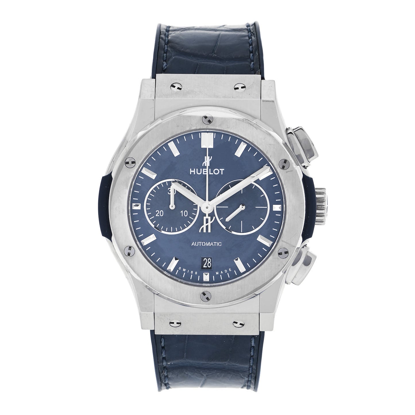 Titanium Alligator 42mm Classic Fusion Chronograph Automatic Watch Blue 541.NX.7170.LR