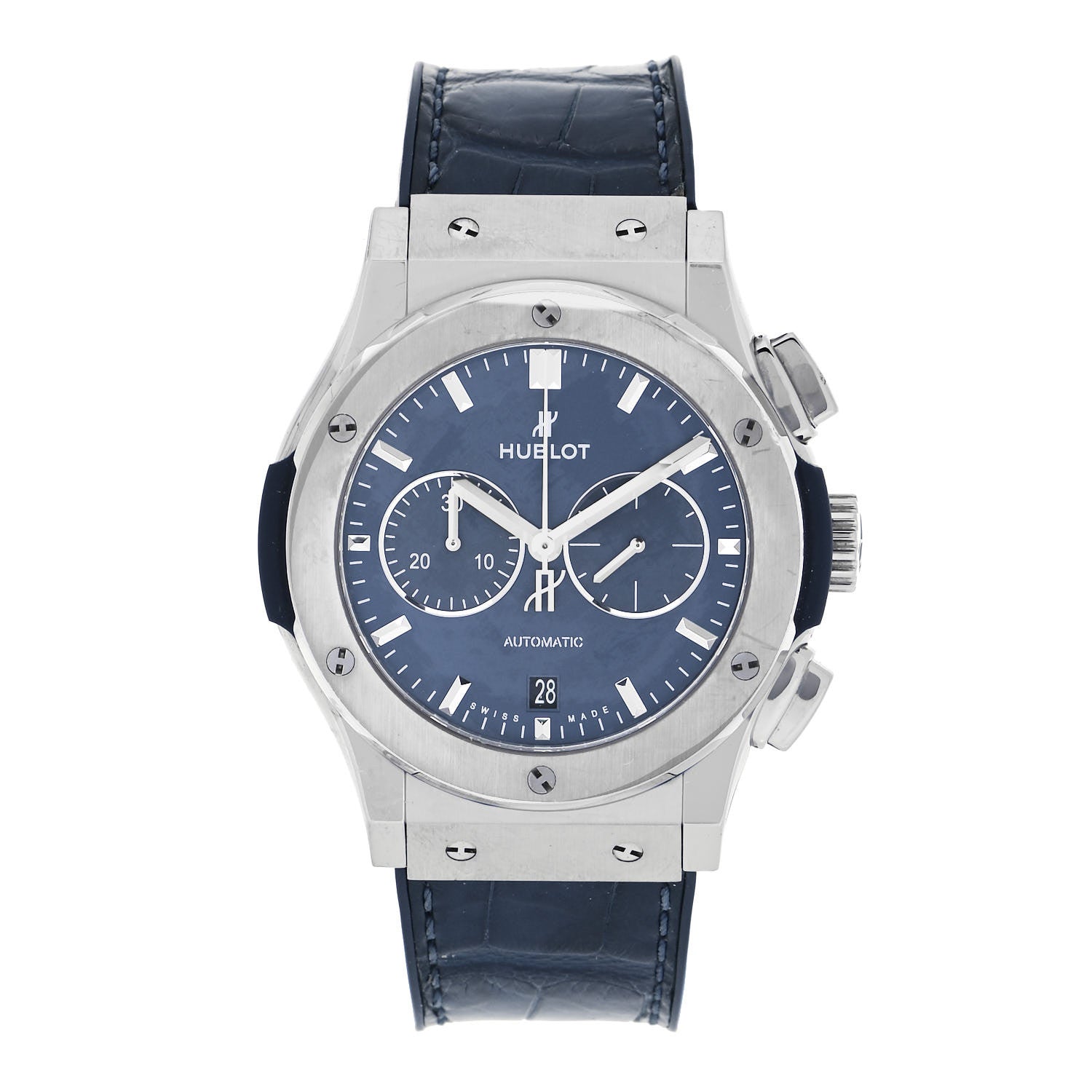 Hublot Titanium Alligator 42mm Classic Fusion Chronograph Automatic Watch Blue 541.NX.7170.LR 1 of 5