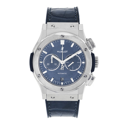 Hublot Titanium Alligator 42mm Classic Fusion Chronograph Automatic Watch Blue 541.NX.7170.LR 1 of 5