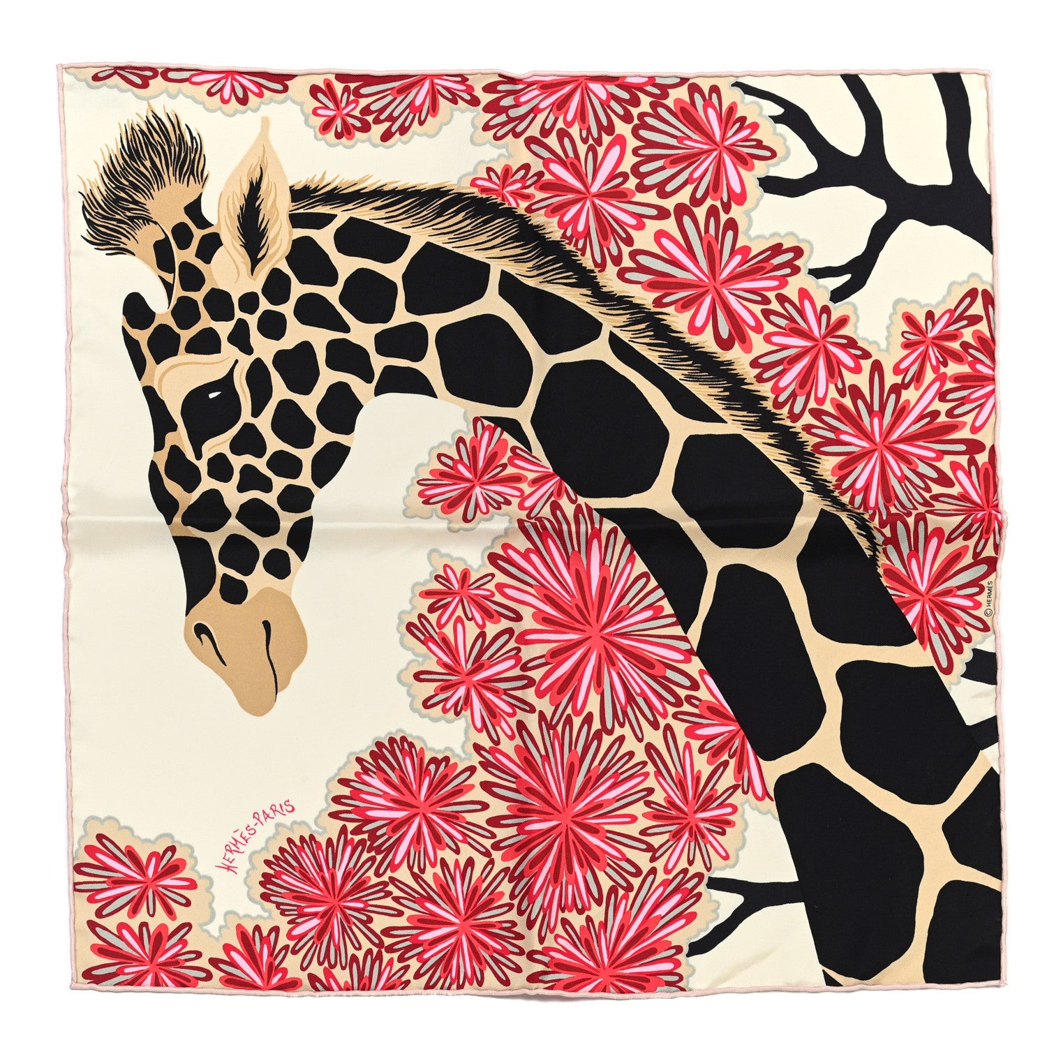 Hermes Silk The Three Graces Zoom Scarf 45 Creme Black Bleu Rogue 1 of 4