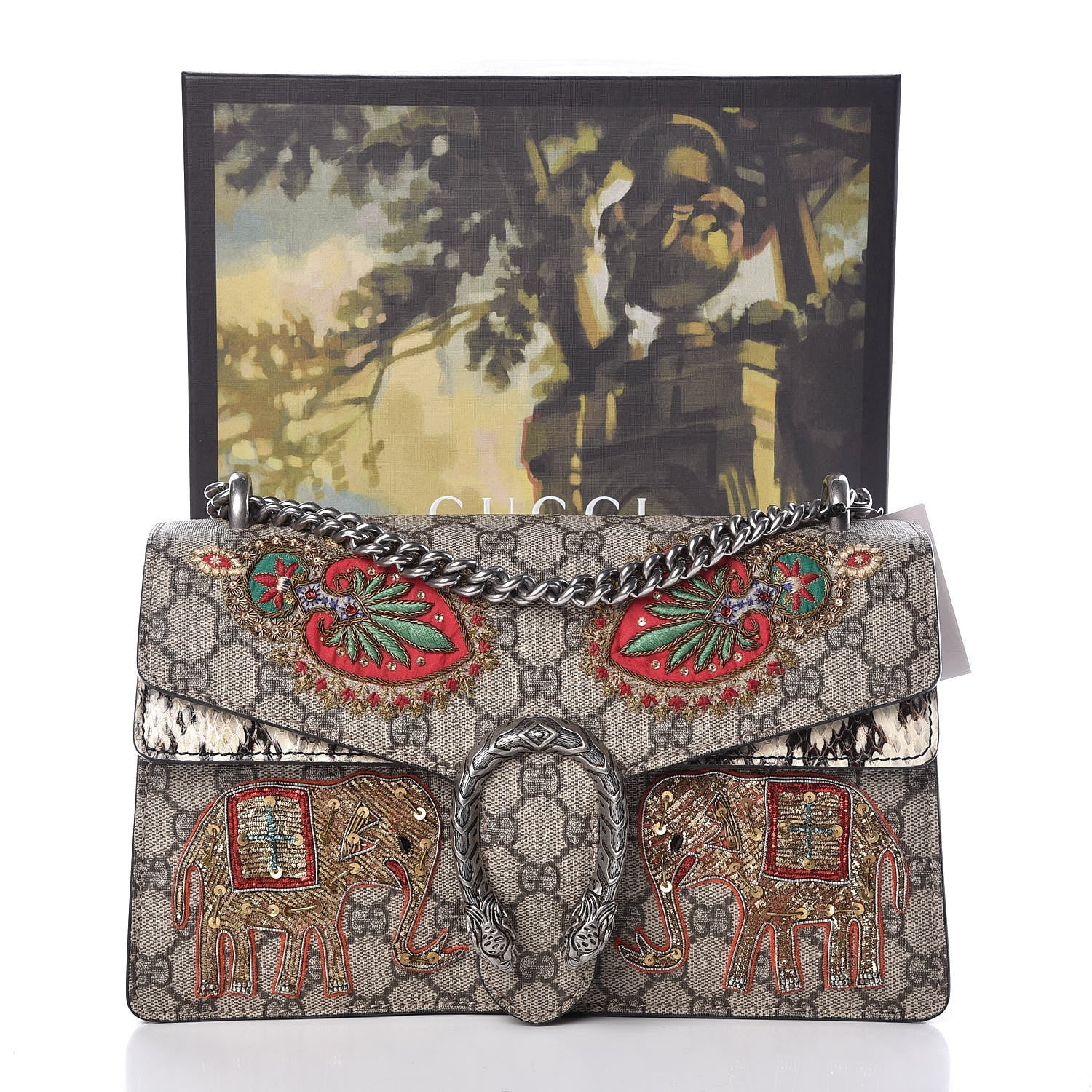 Gucci GG Supreme Monogram Elaphe Elephant Embroidered Small Dionysus Shoulder Bag 11 of 11