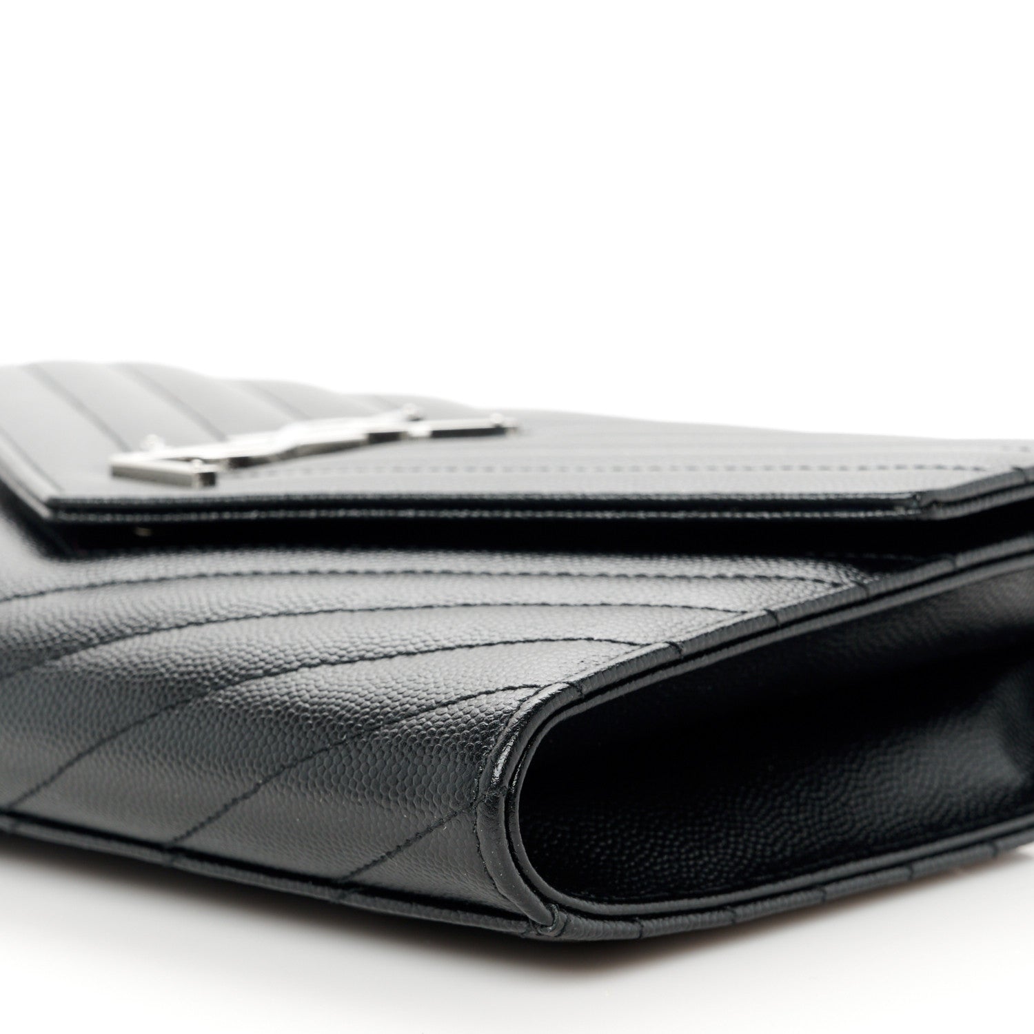Saint Laurent Grain De Poudre Matelasse Chevron Monogram Envelope Clutch Black 10 of 10