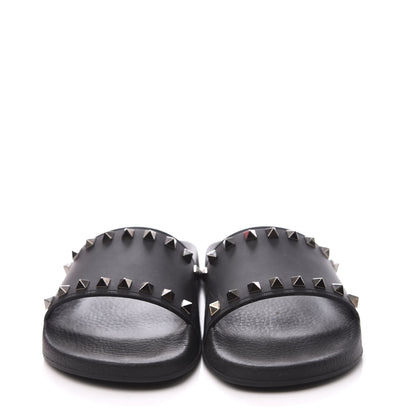 Valentino Garavani Rubber Rockstud Slide Sandals 38 Black 3 of 11