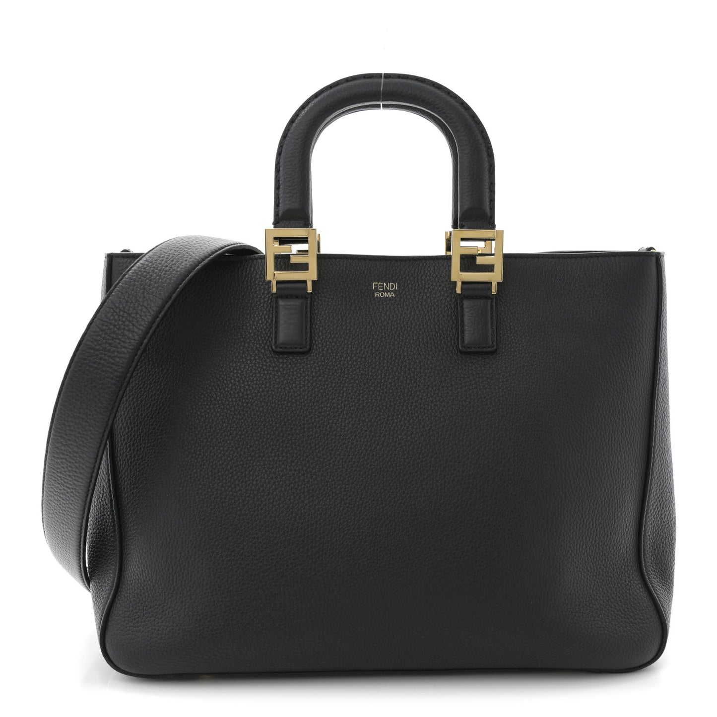 Cuoio Romano Selleria Medium FF Tote Black