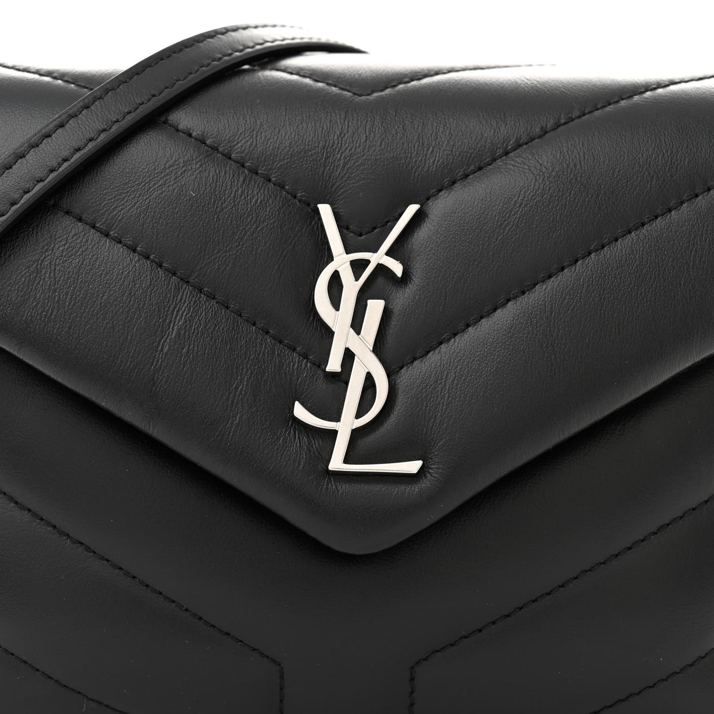 Calfskin Y Quilted Monogram Toy Loulou Crossbody Bag Black