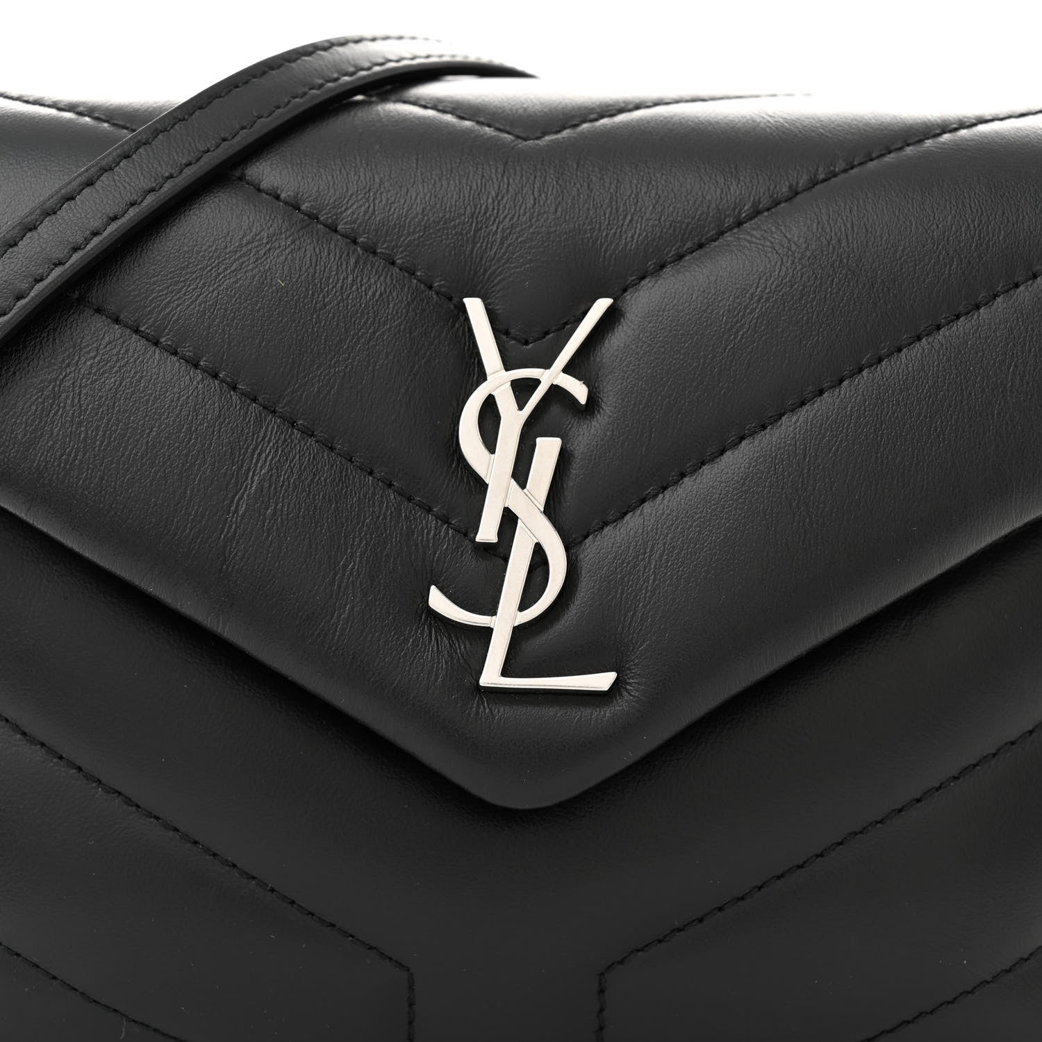 Saint Laurent Calfskin Y Quilted Monogram Toy Loulou Crossbody Bag Black 8 of 12