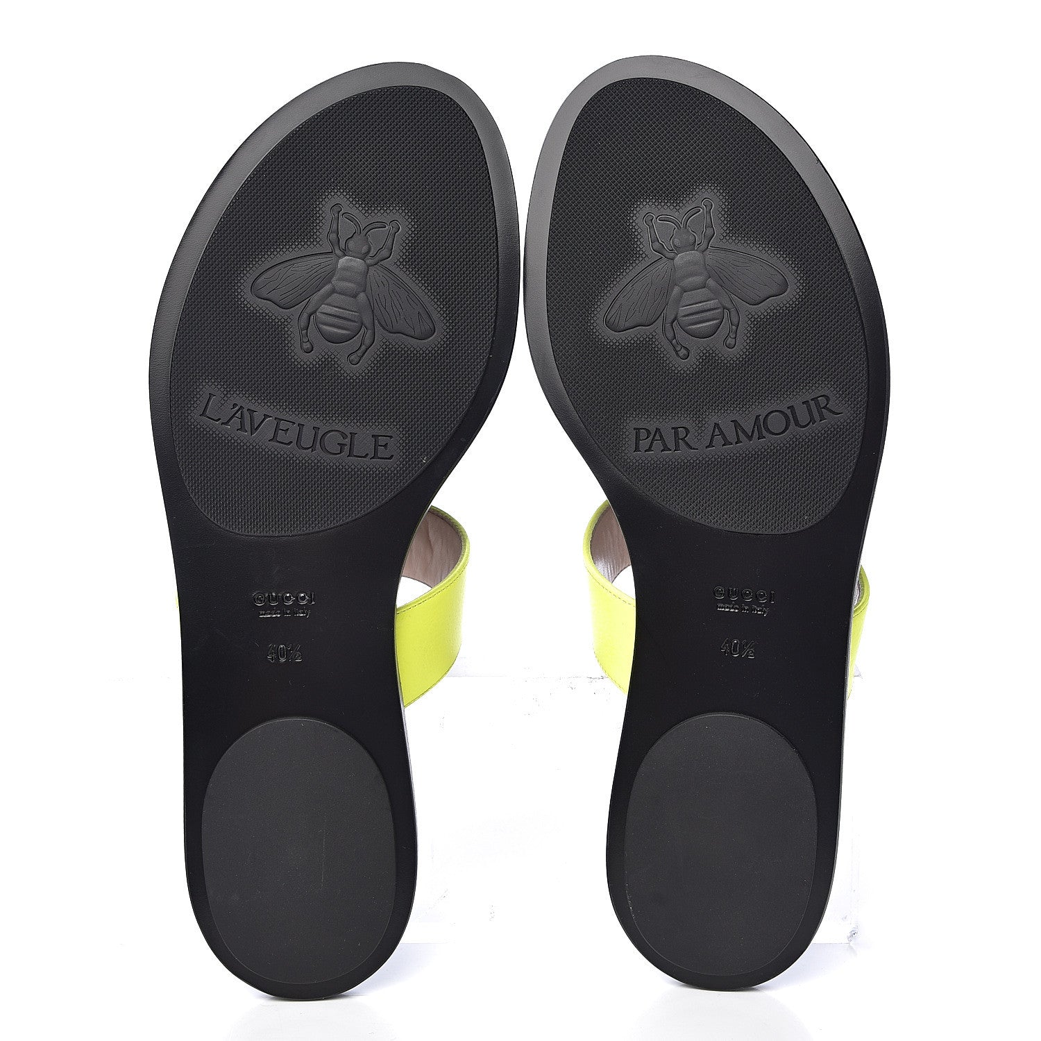 Gucci Calfskin GG Marmont Thong Sandals 40.5 Yellow Fluo 8 of 9