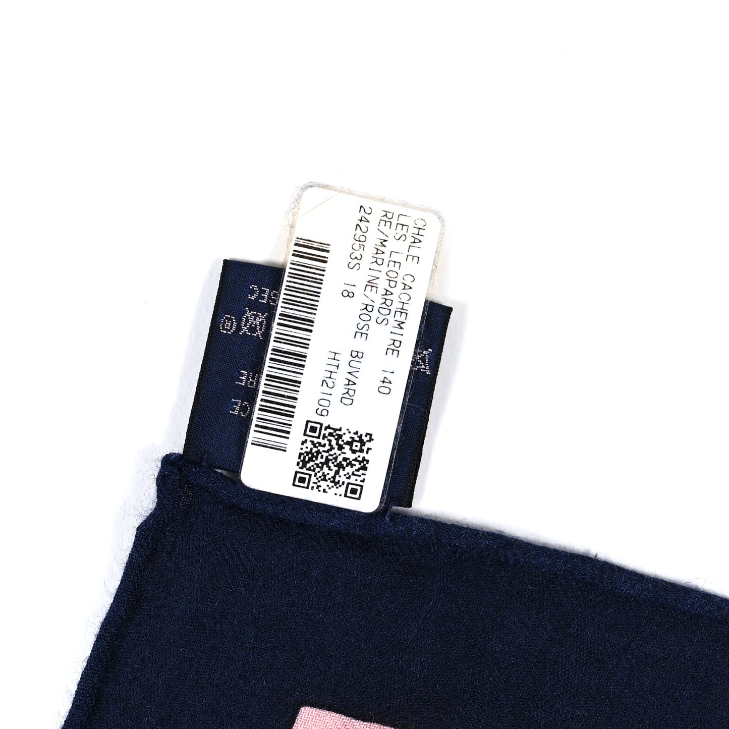 Cashmere Silk Les Leopards Shawl 140 Marine Rose Buvard