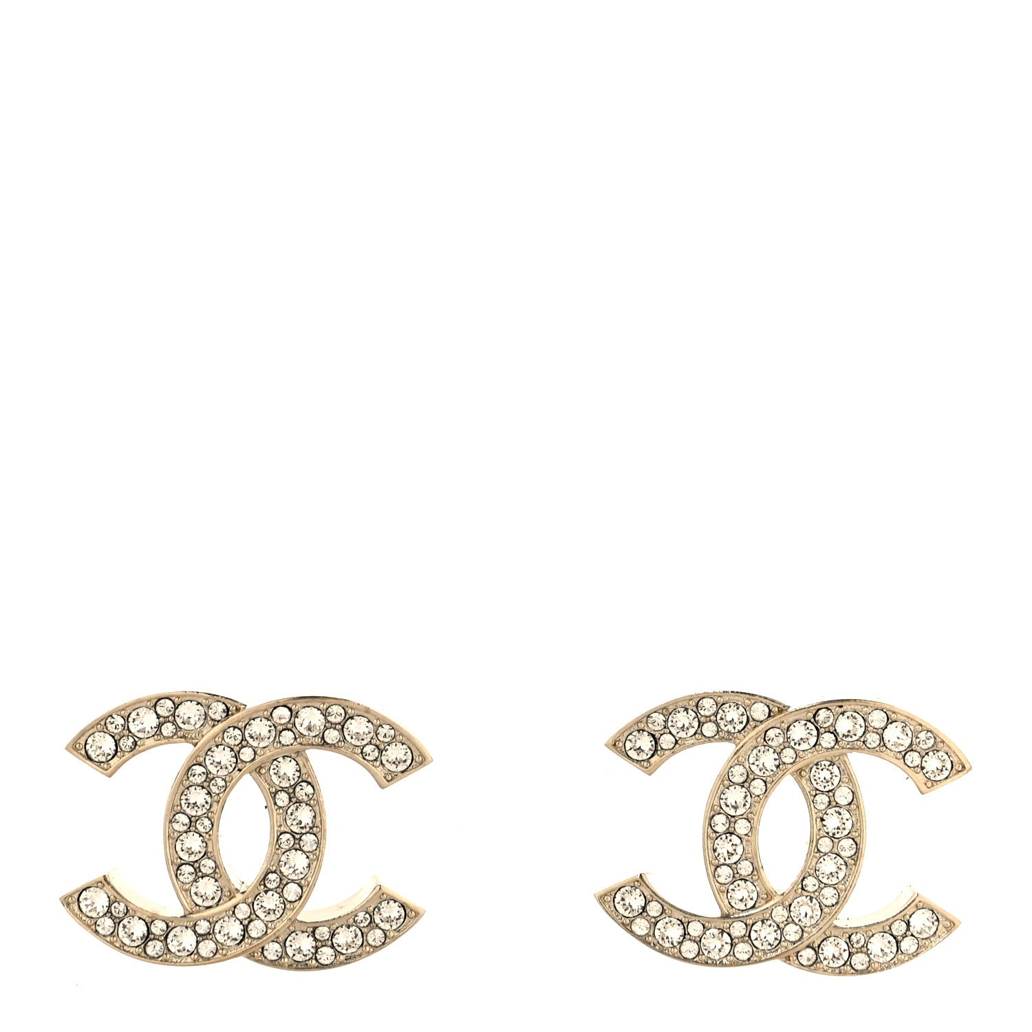 Chanel Crystal CC Earrings Gold 1 of 5
