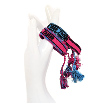 Christian Dior Woven Cotton J'Adior Friendship Bracelet Set Bright Pink Fluorescent Blue 2 of 3