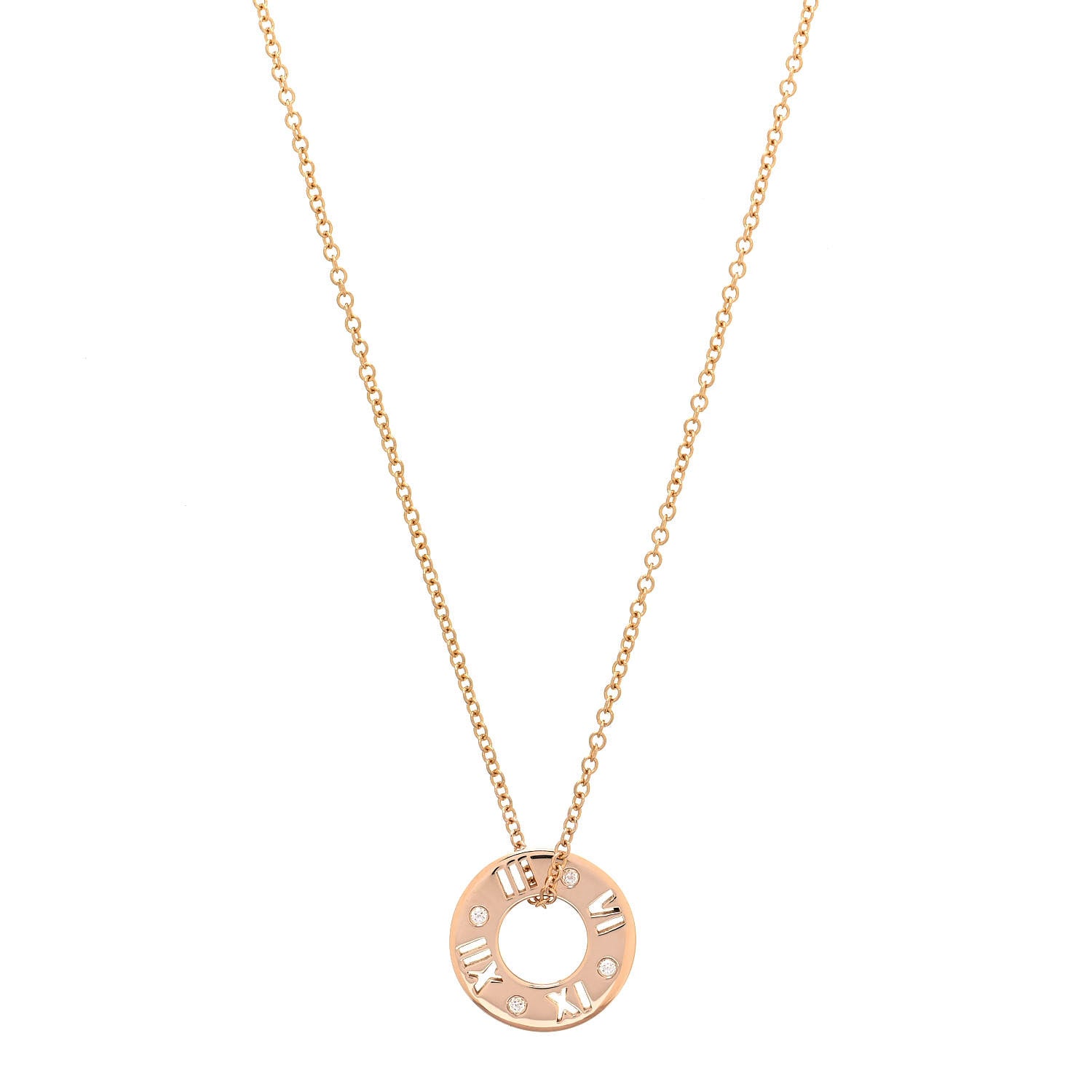 Tiffany 18K Rose Gold Diamond Atlas Pierced Pendant Necklace 1 of 4