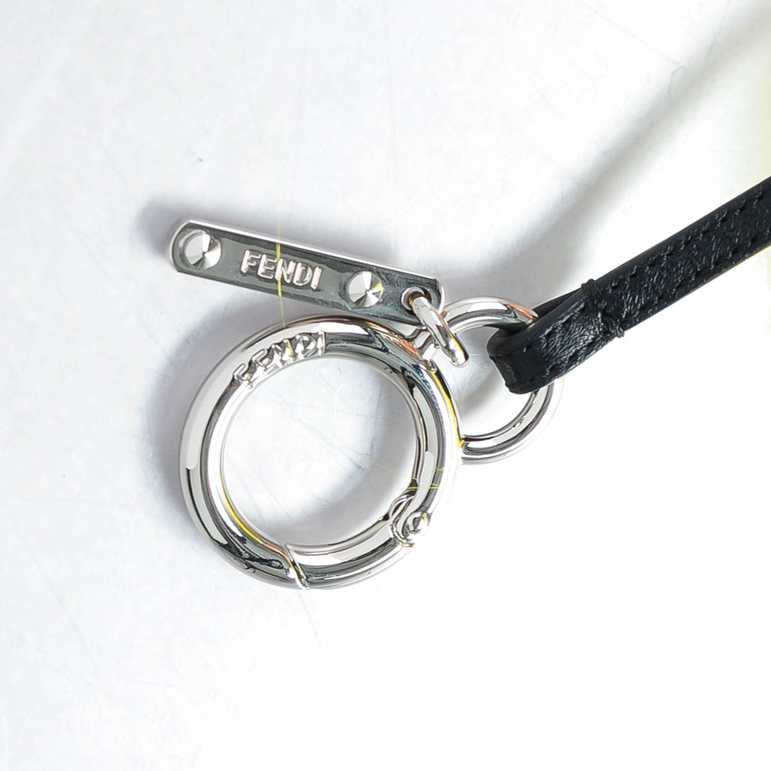 Fendi Fox Mink Goat Fur Mini Karlito Bag Charm White Black Flamingo 4 of 5