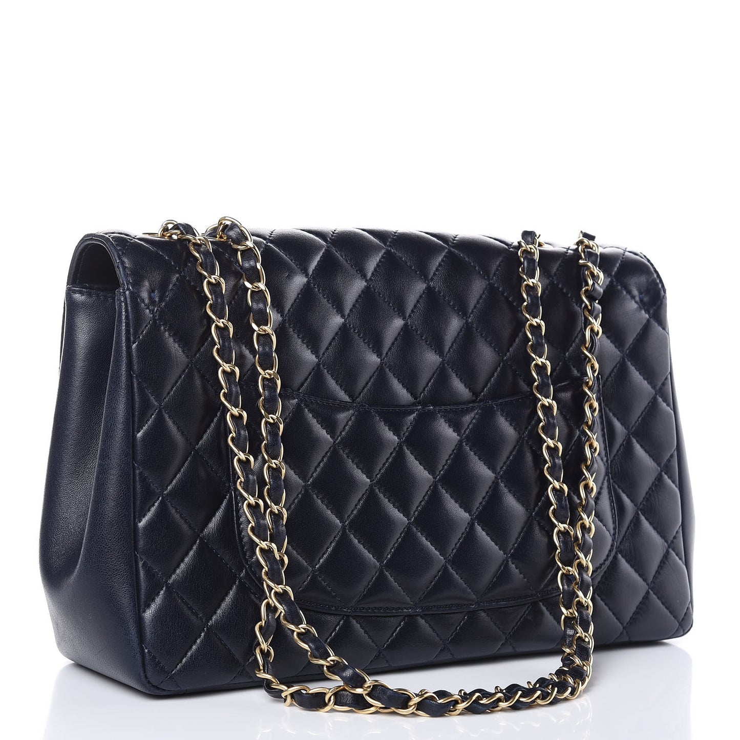 Lambskin Quilted Jumbo Mademoiselle Chic Flap Navy