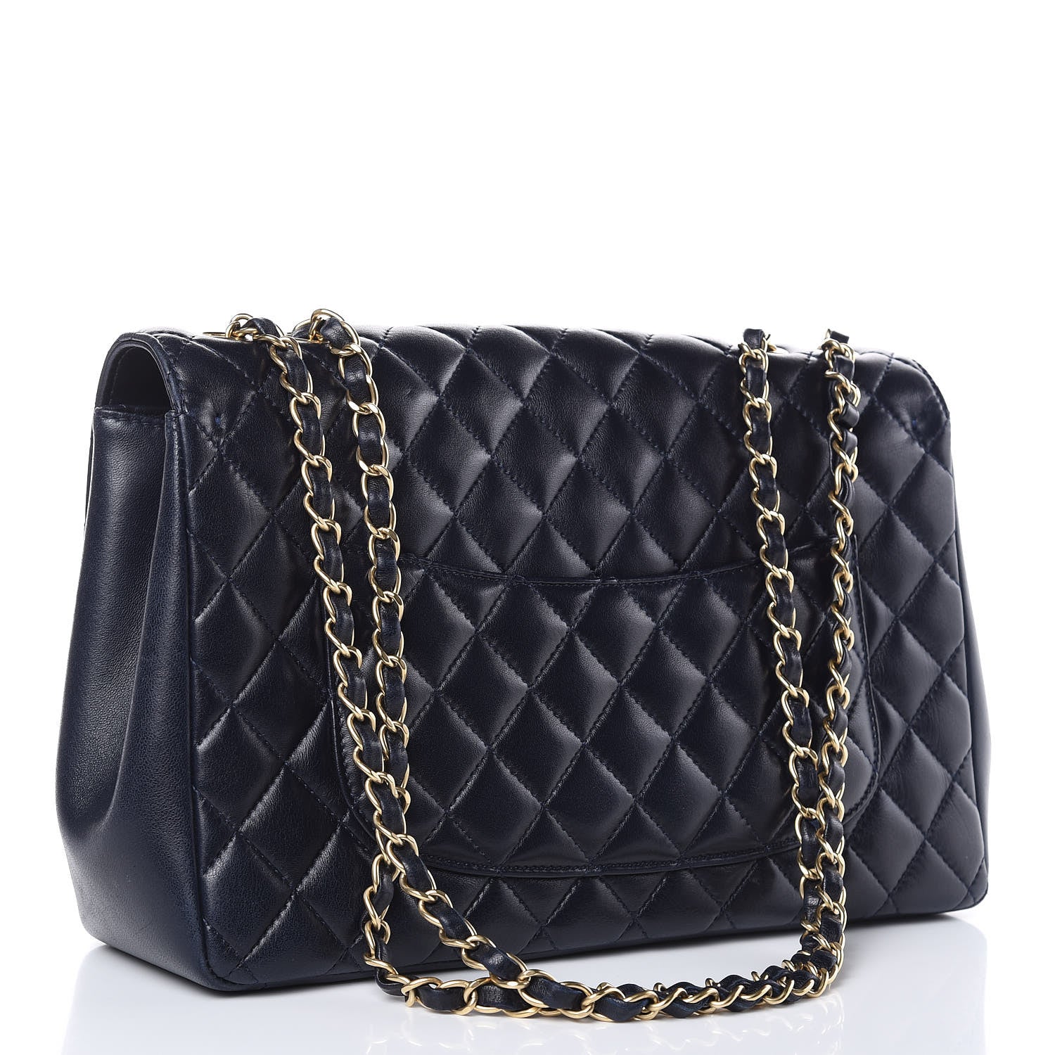Chanel Lambskin Quilted Jumbo Mademoiselle Chic Flap Navy 3 of 16