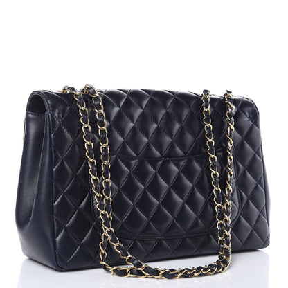 Chanel Lambskin Quilted Jumbo Mademoiselle Chic Flap Navy 3 of 16