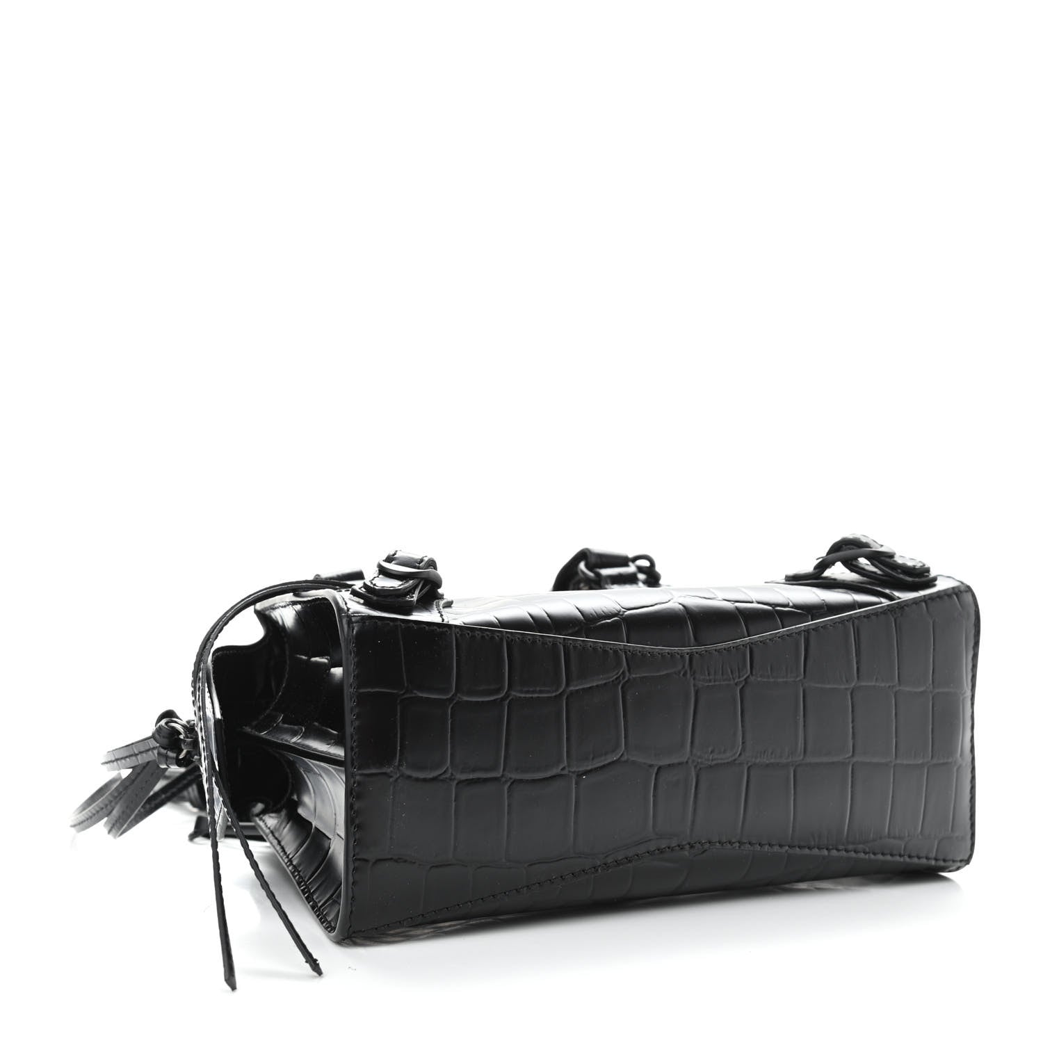 Balenciaga Semi Shiny Calfskin Crocodile Embossed Neo Classic Black Hardware Mini City Black 4 of 10