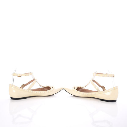 Valentino Garavani Patent Monochrome Rockstud Cage Ballerina Flats 39 Ivory 5 of 15