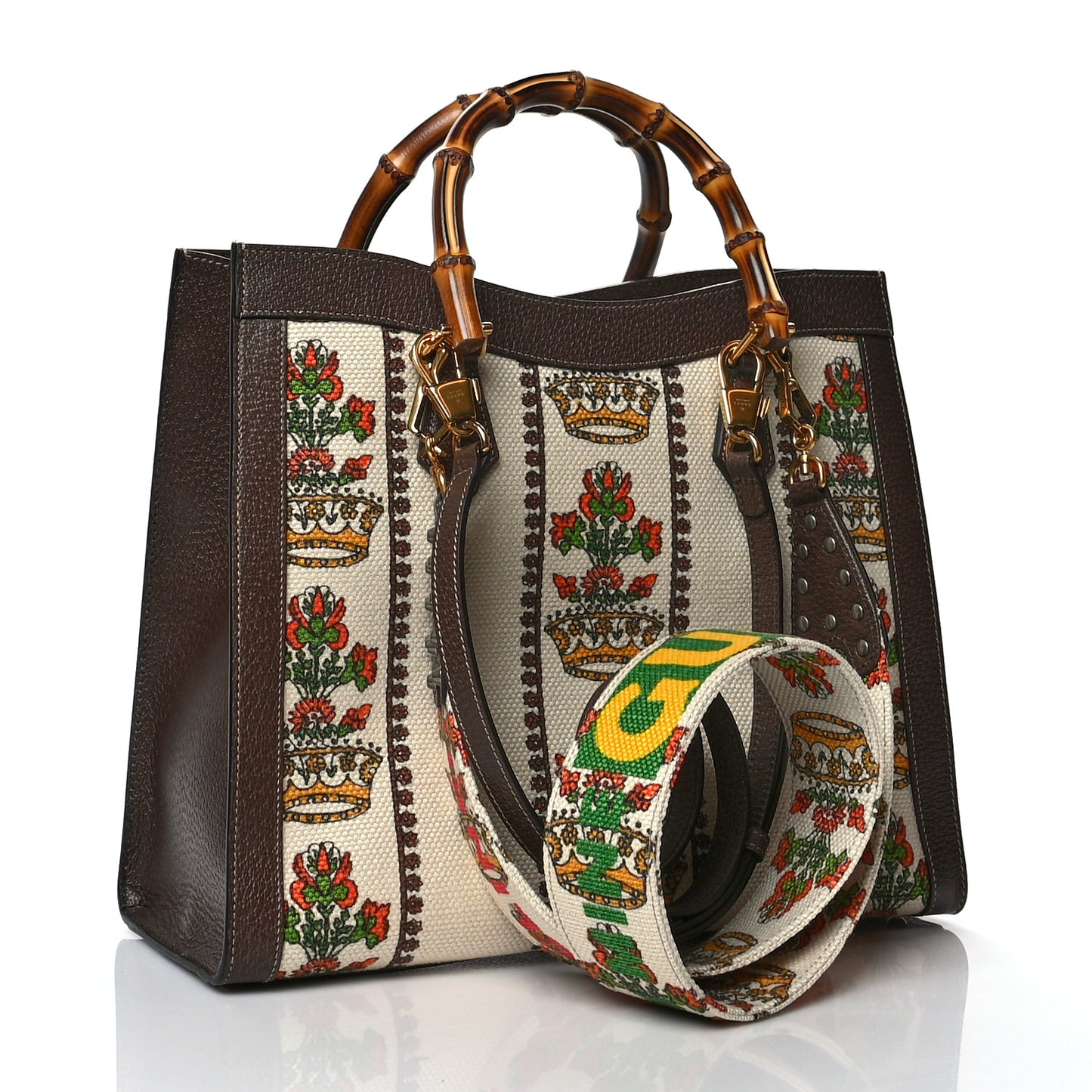 Canvas Calfskin Medium Gucci 100 Music Is Mine Diana Tote Bag New Acero