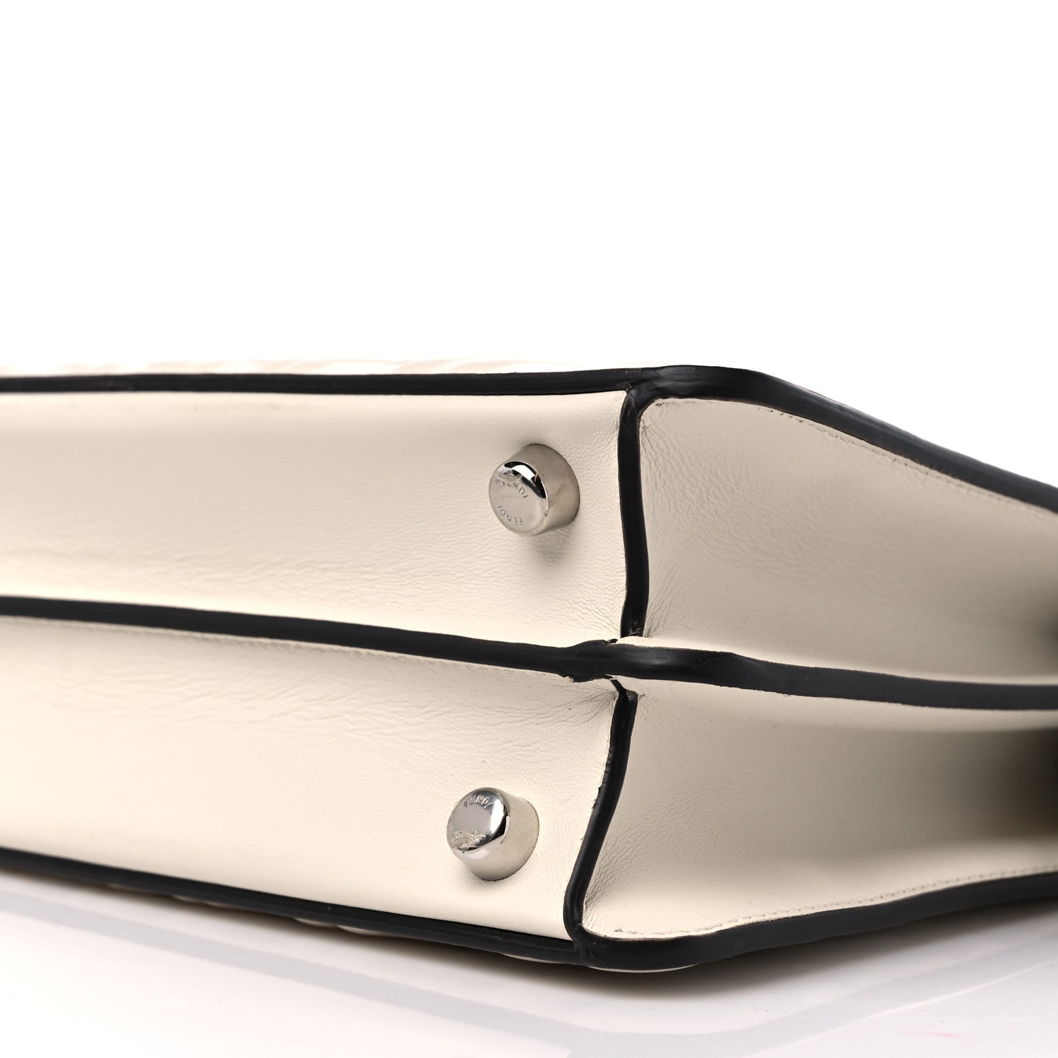 Fendi X SARAH COLEMAN Nappa FF Fish Eye Embossed Mini Peekaboo I SEE U Satchel White Ice 9 of 9