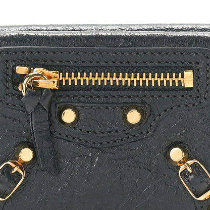 Balenciaga Agneau Arena Classic Gold Hardware Mini Wallet Gris Fossile 10 of 10