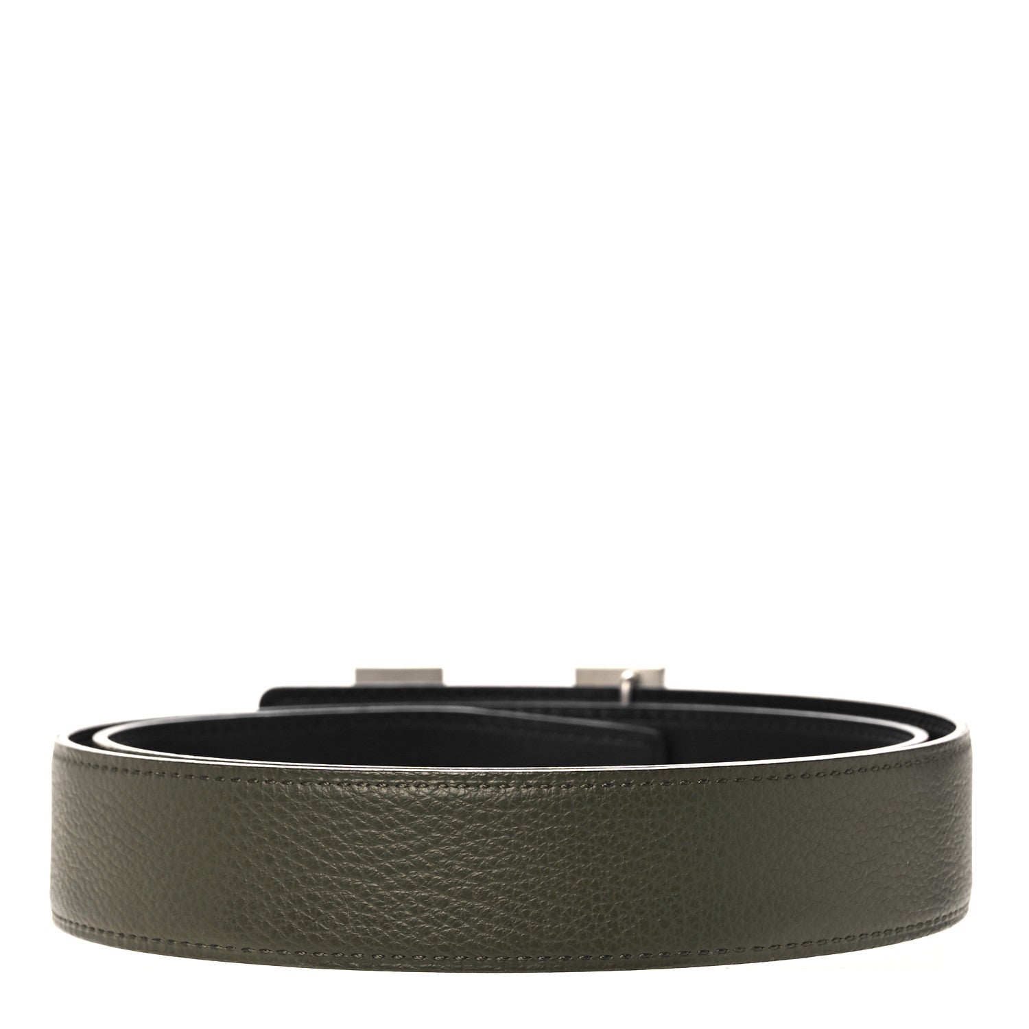 Hermes Epsom Swift 32mm H Belt 85 Vert Olive Black 2 of 5