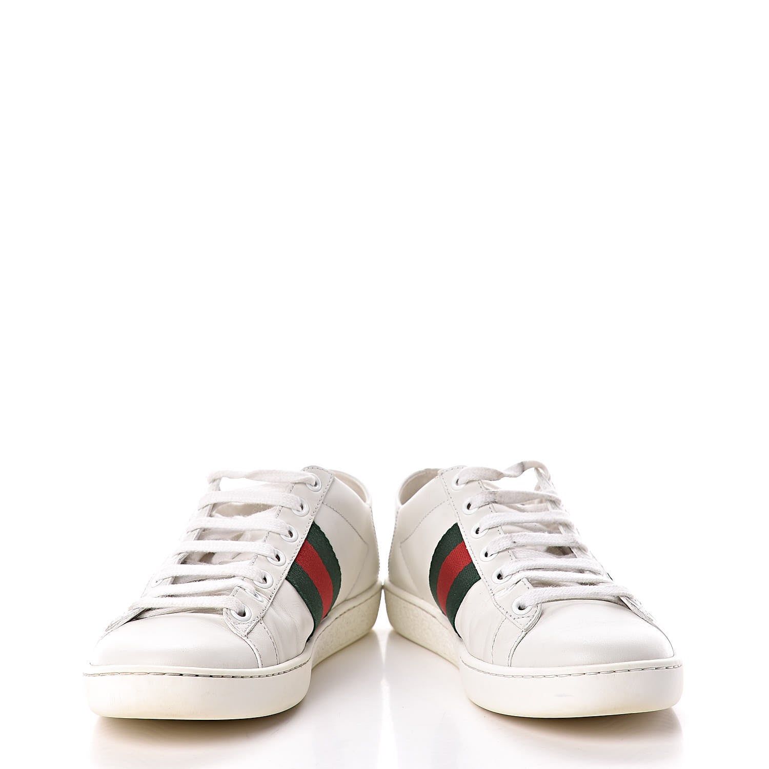 Gucci Calfskin Web Bee Embroidered Womens Ace Sneakers 36 White Green 5 of 15