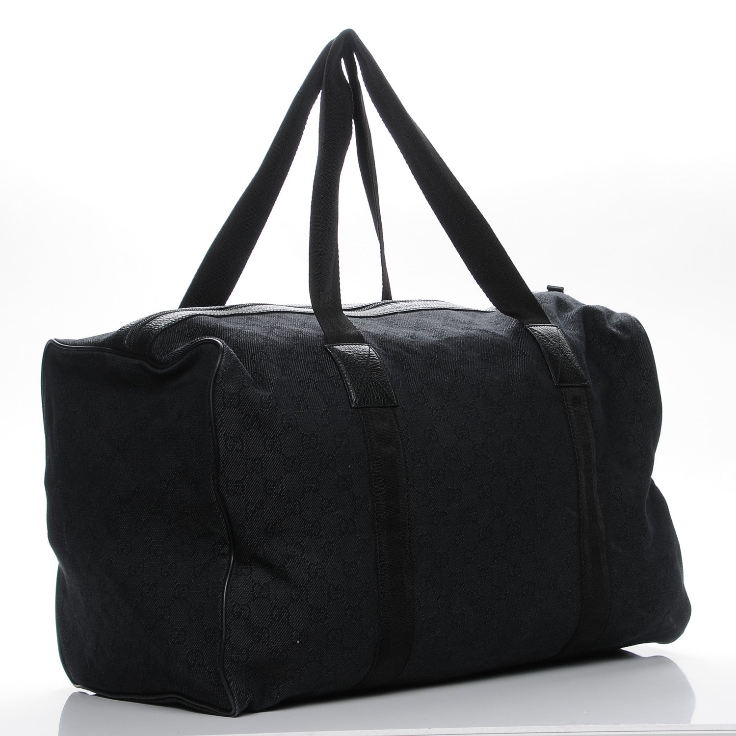 Gucci Denim Monogram Large Collapsible Carry On Duffle Black 4 of 10
