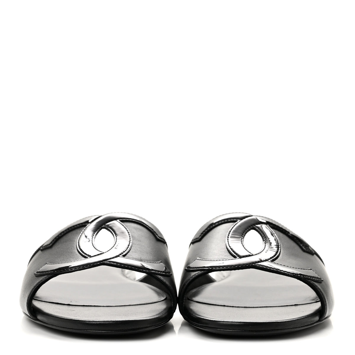 Chanel Lambskin Patent Calfskin CC Cutout Mules 40.5 Black 3 of 11