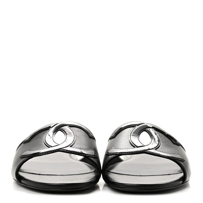 Chanel Lambskin Patent Calfskin CC Cutout Mules 40.5 Black 3 of 11