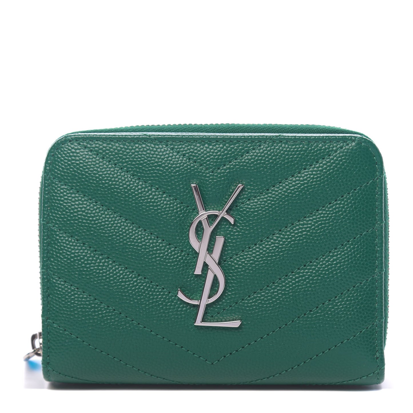 Grain De Poudre Matelasse Compact Zip Around Wallet Malachite Green